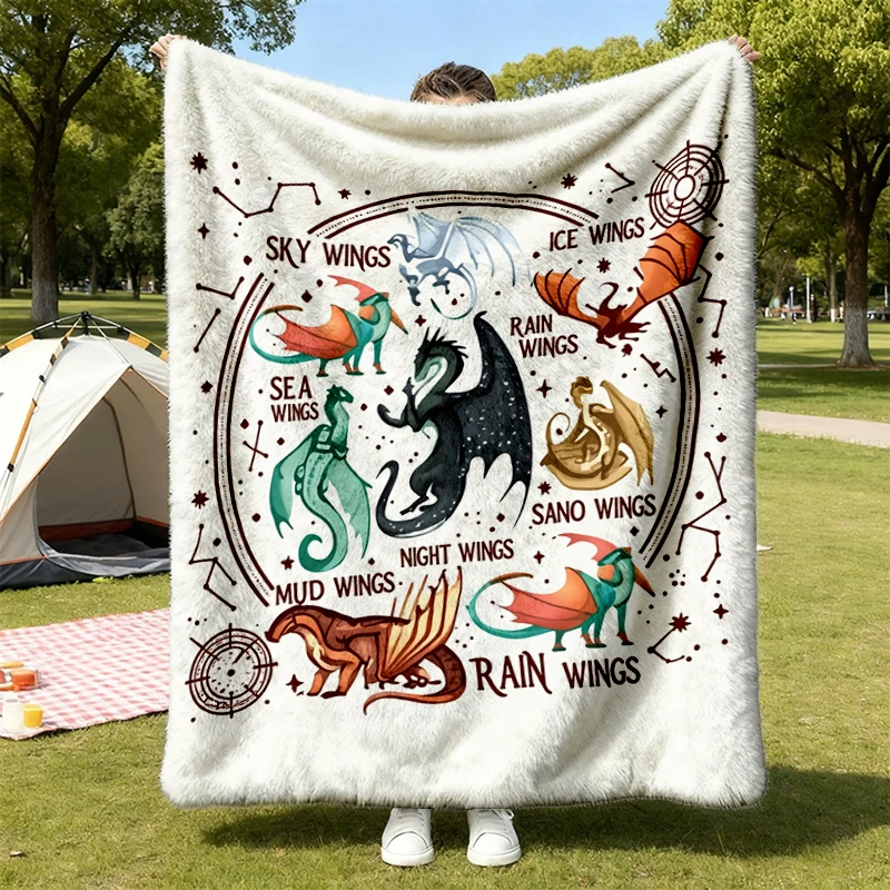 Wings of Fire Dragons Flannel Blanket, Queen of Pyrrhia Flannel Throw, Nightwings Seawings Icewings Cozy Blanket