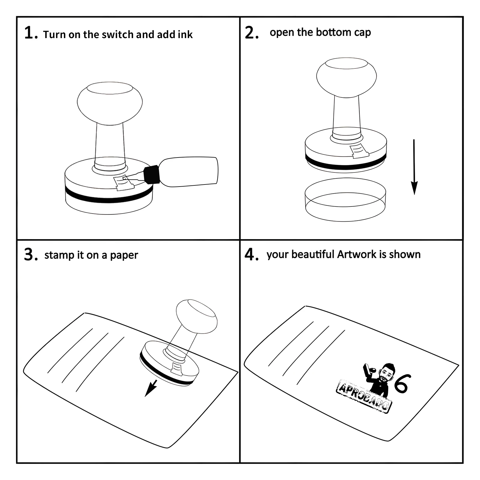 Individueller Stempel mit Logo-Text, personalisierter Gummistempel mit Griff, Adressstempel für Unternehmen oder Basteln