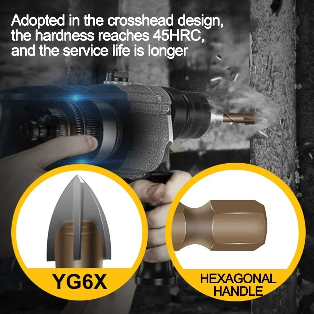 STONEGO Lengthen Cross Hex Tile Bits Glass Ceramic Concrete Hole Opener Alloy Triangle Drill Size 3/4/5/6/8/10/12 Mm