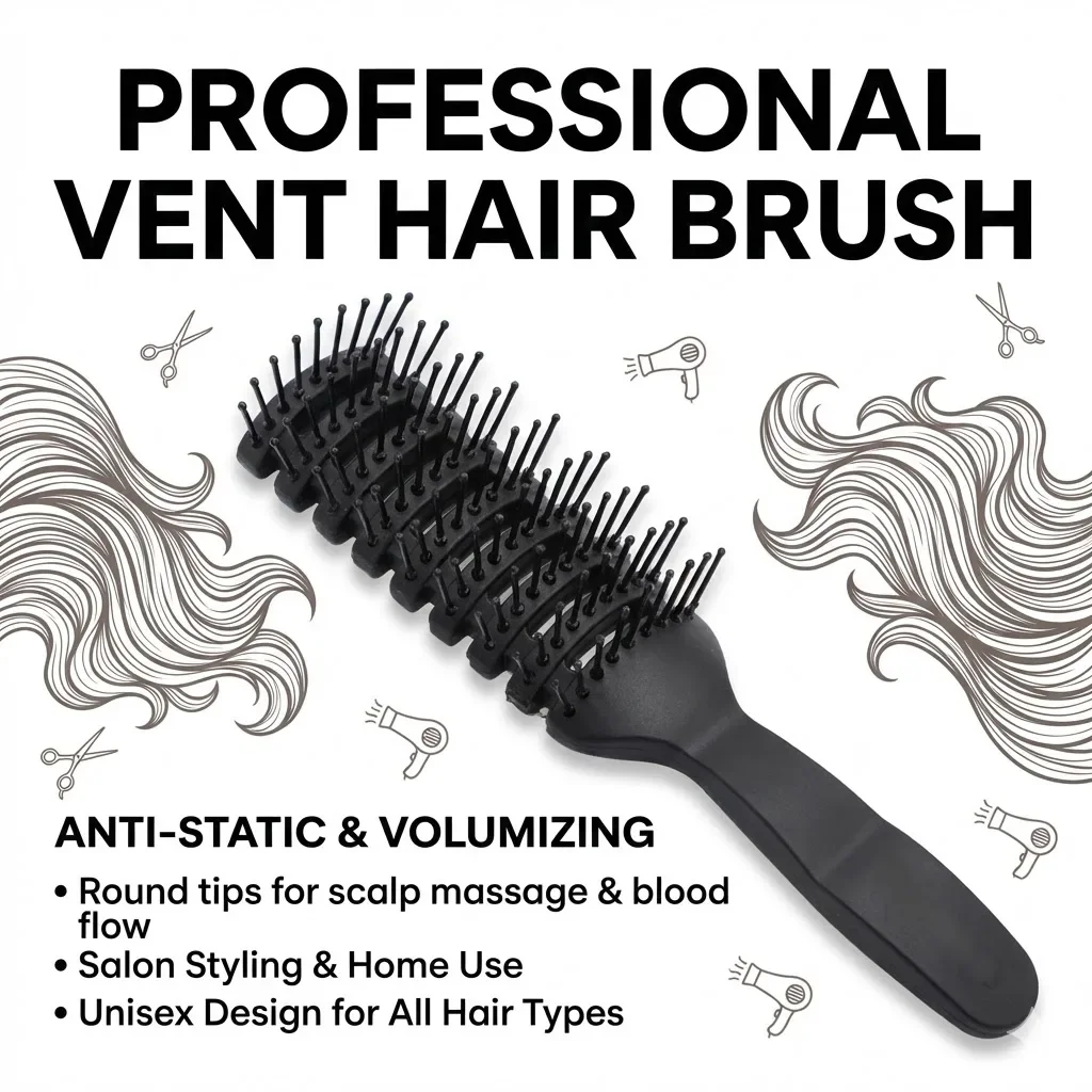 Antistatic Volumizing Hair Comb - Salon-Use Professional Ribbed Styling Comb, Unisex Home Scalp Massage Comb (Wholesale)