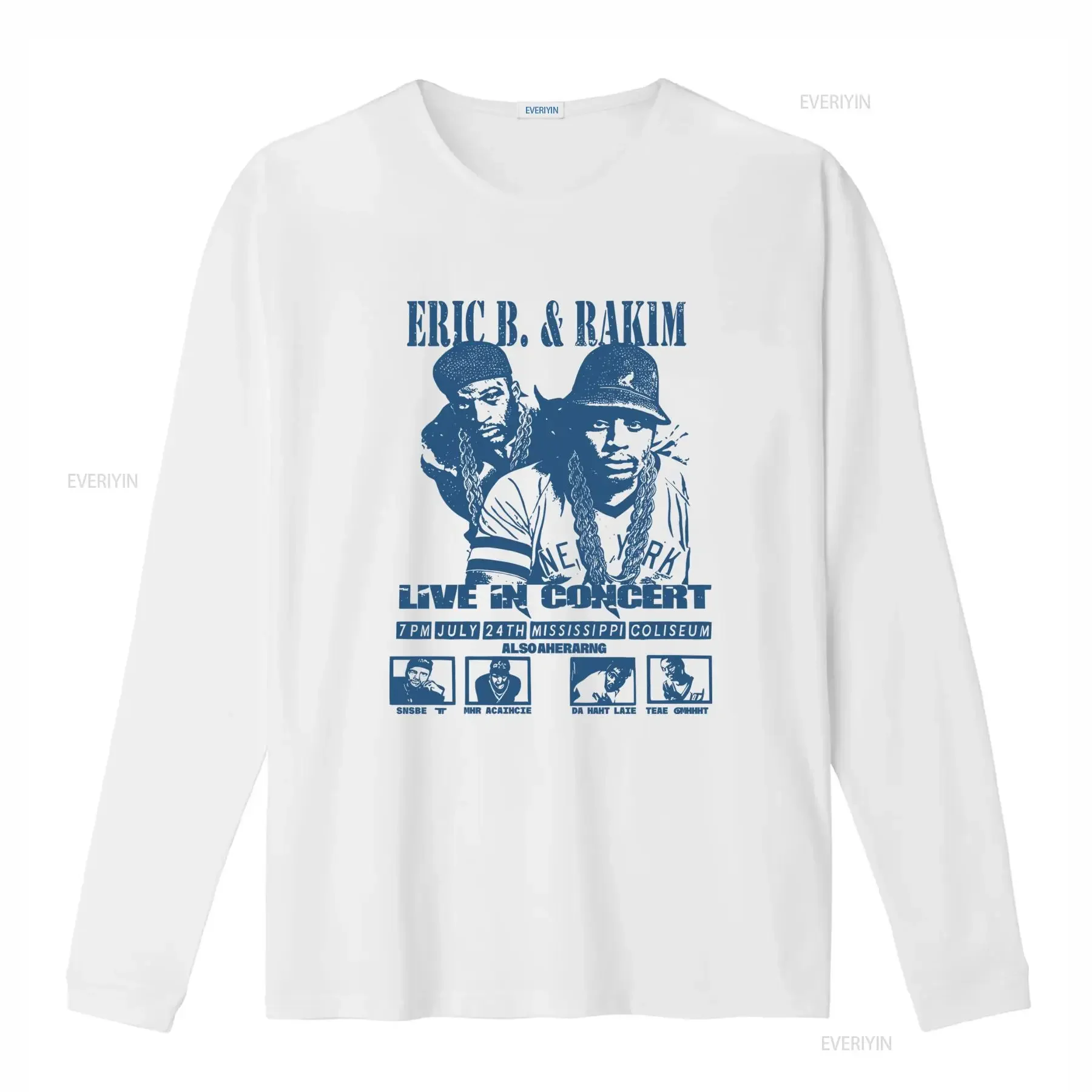 Eric B Rakim Live Concert T Shirt 80s Rap Heavyweight Featuring Biz Markie vintage Washed homme Casual Slightly Stretched