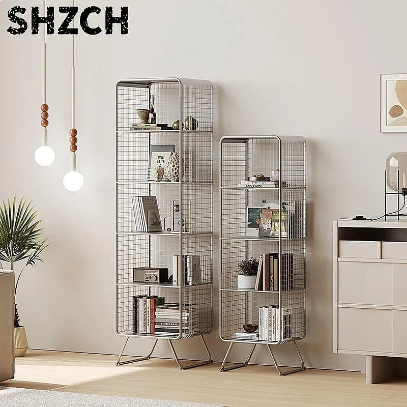 Nordic Style Multi-Tier Metal Bookcase Space Saving Storage Shelf Sturdy Display Rack for Living Room Kids Office Organizer