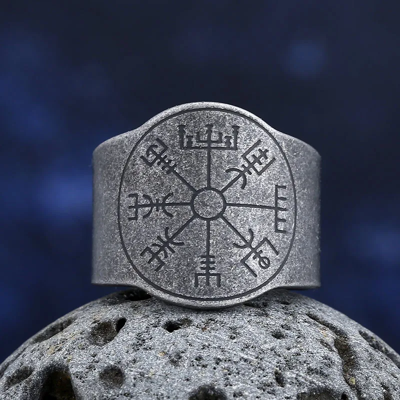 2024 New 316L Stainless Steel Viking Runes Odin Compass Ring For Man Women Party Gift Fashion Jewelry