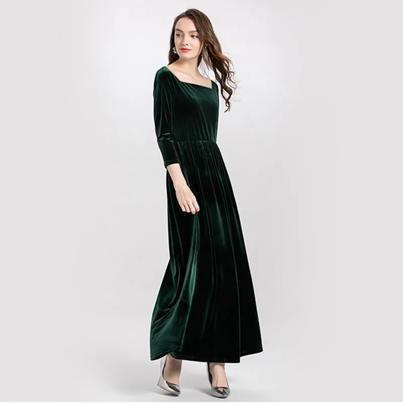 Marke Ukraine Stil Herbst Maxi elegante Velours Party kleid Winter Vintage quadratischen Kragen Samt Kleid plus Größe Kleider Vestidos