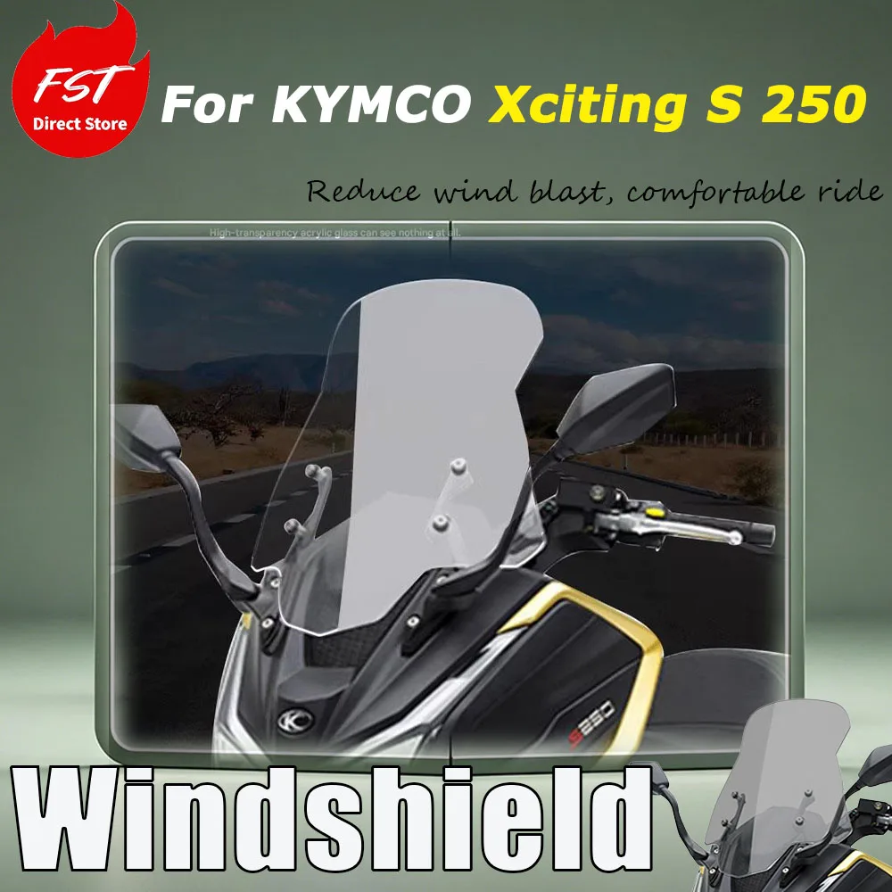 For KYMCO Xciting S 250 Replacement accessories: Windshield, enlarged and widened windshield, front windshield.
