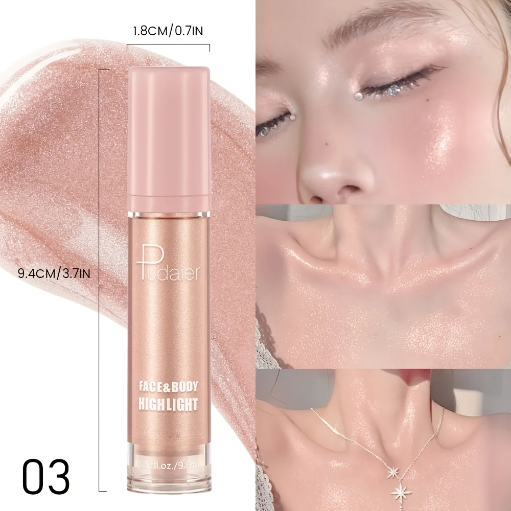 リキッド ハイライター - モイスト グリッター フォーミュラ、長持ちする高品質、きらめく仕上がりで顔の特徴を強調、メイクアップ