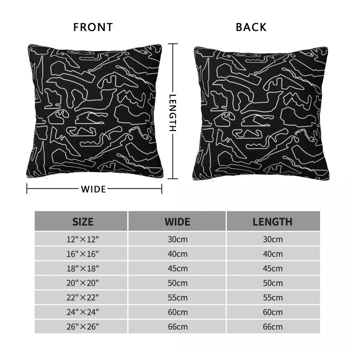 F1 2023 Tracks Black Pillowcase Polyester Linen Velvet Pattern Zip Decorative Throw Pillow Case Home Cushion Cover Wholesale