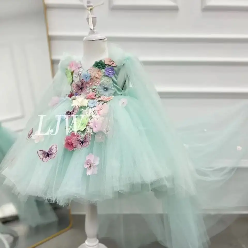 

0-6-year-old luxurious and elegant flower girl princess dress lace children's formal wedding dress girl tail dress party dress