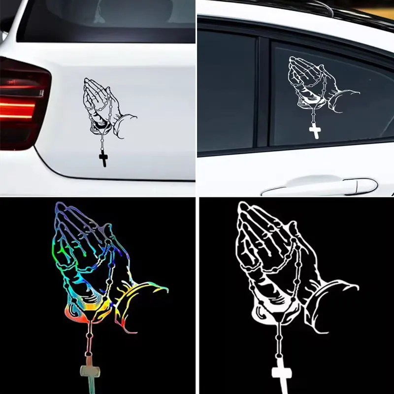 

Car Colorful Prayer Gesture Laser Sticker God Jesus Christ Fashion Body Styling Decorative Stickers Car Exterior Accessories