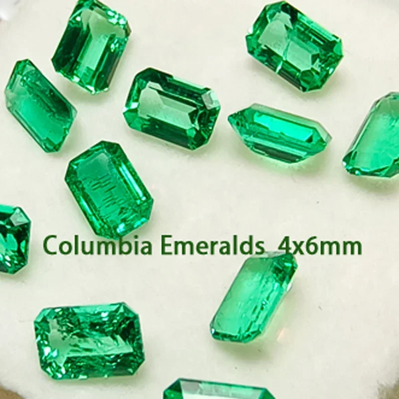 

Lab Grown Columbian Emeralds Emerald Cut Hydrothermal Hand Cutting Advanced Jewelry Making Materials 0.37-0.56ct AGL Certificat