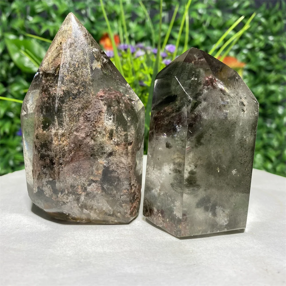 

Natural Four Seasons Phantom Ghost Crystal Quartz Hexagon Prism Tower Obelisk Spiritual Meditation Gift Stone Home Decoration