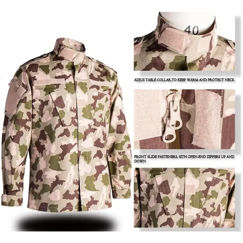 Terno camuflado nigeriano masculino uniforme africano ao ar livre inclui calças deserto