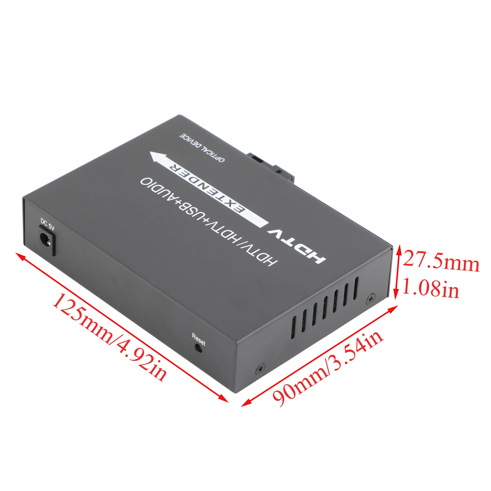 1080P Optical Transceiver Media Converter Audio/Video Converter Support Loop-through Output + Audio + USB With US/EU Power Plug