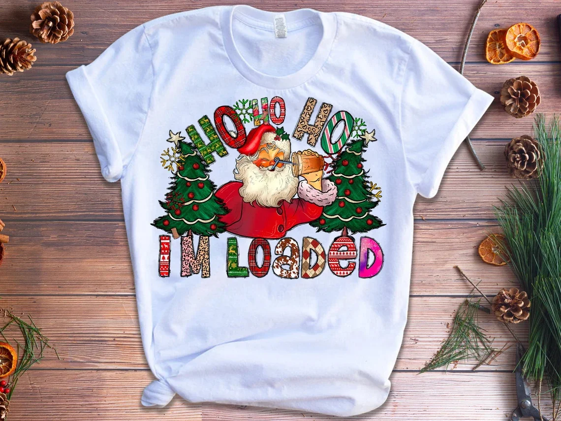 

Santa Claus Fizz The Season Graphic Print T Shirt Women Dabbing Through The Snow Christmas Gift Tshirt Femme Harajuku Shirt