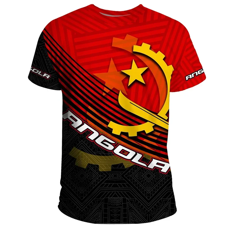 Angola Coat of Arms T-shirt for Men Summer 3D Printed T Shirts Crew Neck Short Sleeves Casual Tops Streetwear Loose Tee Shirt
