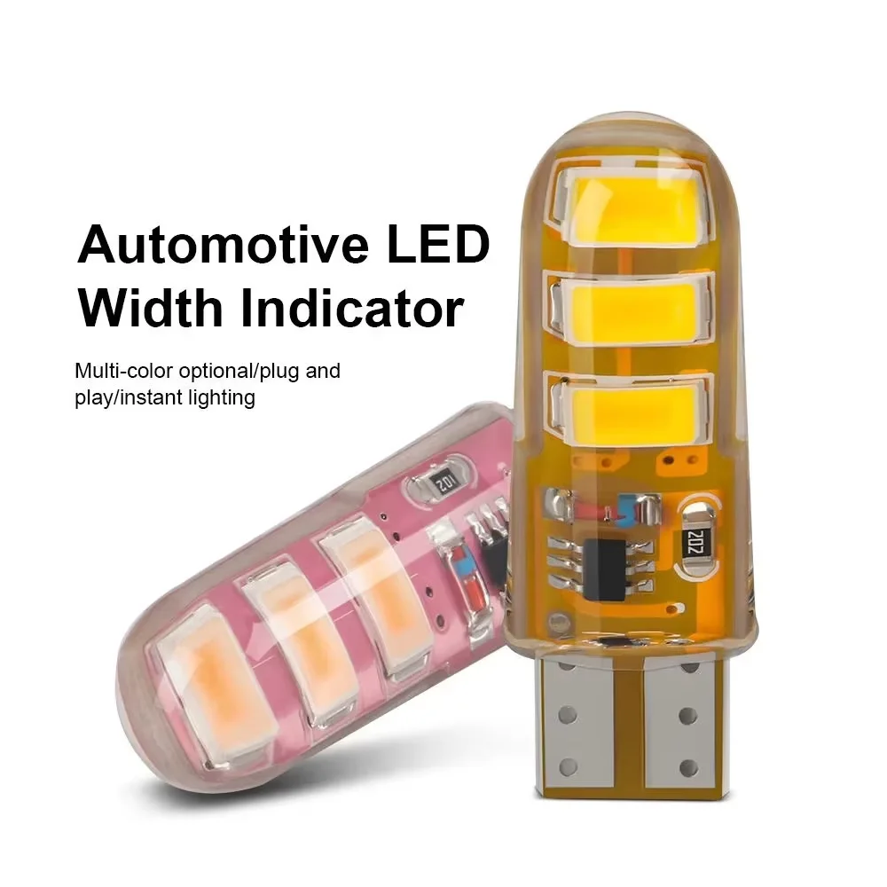 2pcs T10 With Wiring Socket 5630 6LED Lamp Motorcycle Auxiliary Position Marker Light Constant & Strobe Flash Mode DC12V White