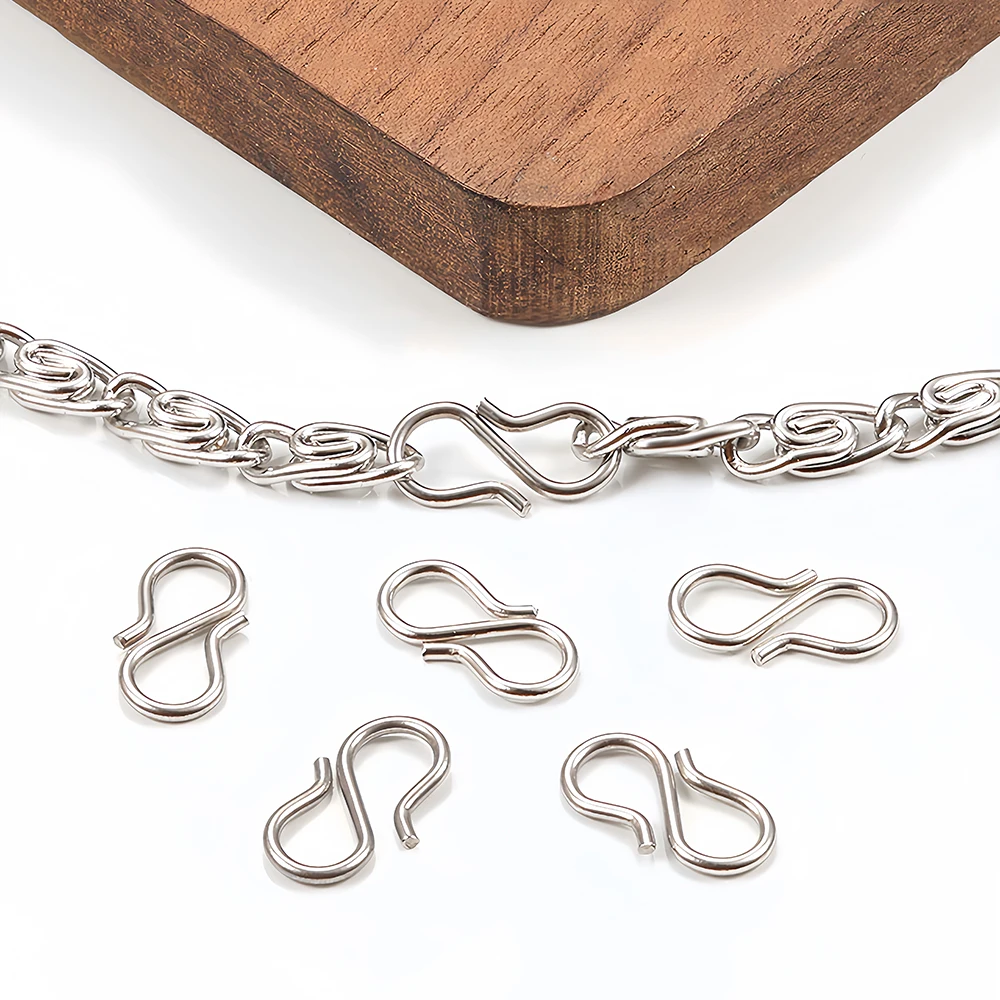 20/50Pcs Stainless Steel S W Shape End Clasp Connector DIY Necklace Bracelet Clasp Hooks for Jewelry Making Supplies Finding