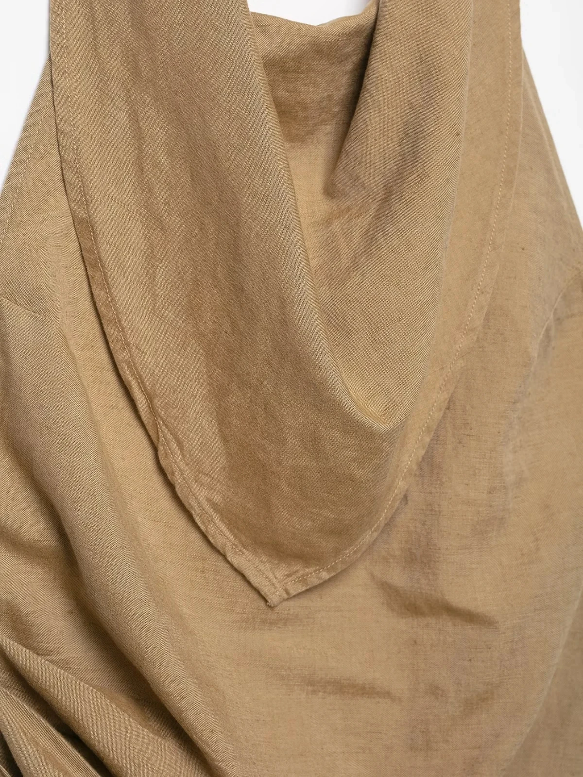 KONDALA Vintage Khaki Einfarbiger Damenanzug, Neckholder Ärmellos Rückenfrei Plissiert Schmal Geschnittene Weste, Weite Hose, Modische Elegante Sets für Herbst 2026 – Detail 14