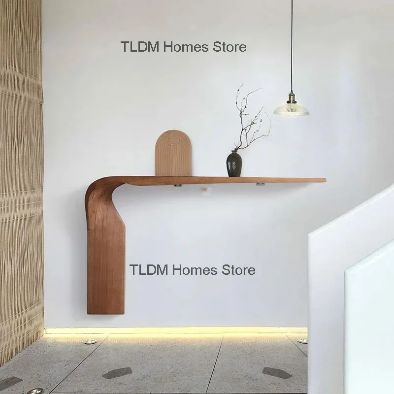 

Скандинавский простой художественный консольный столик, креативная входная мебельная консоль, высококачественный настенный декоративный стол из цельного дерева специальной формы E