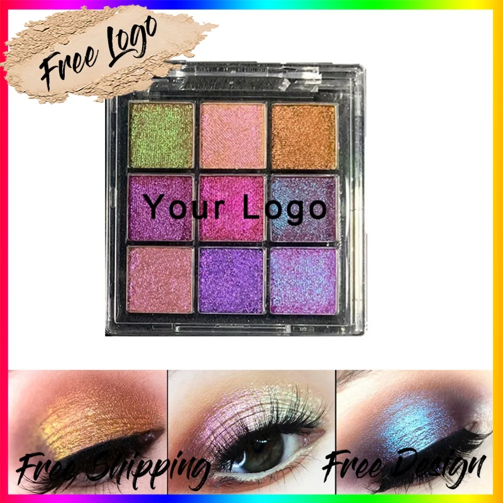 Palette di ombretti camaleonte ottico a 9 colori Trucco vegano Etichetta privata all'ingrosso Ombretto personalizzato a lunga durata senza crudeltà