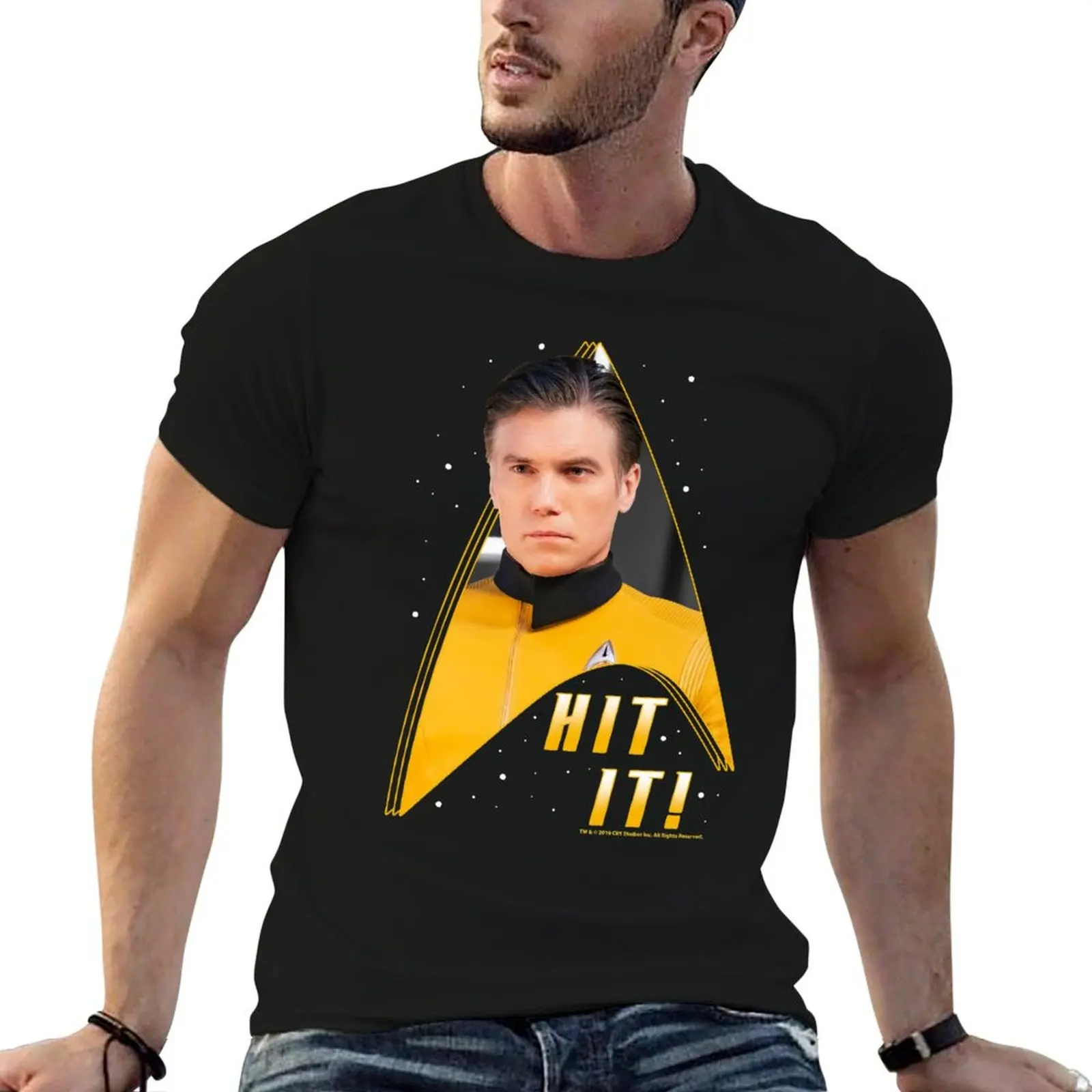 Star Trek Discovery Captain Pike Hit It! Portrait T-Shirt Trendy Pattern T-Shirt for Men