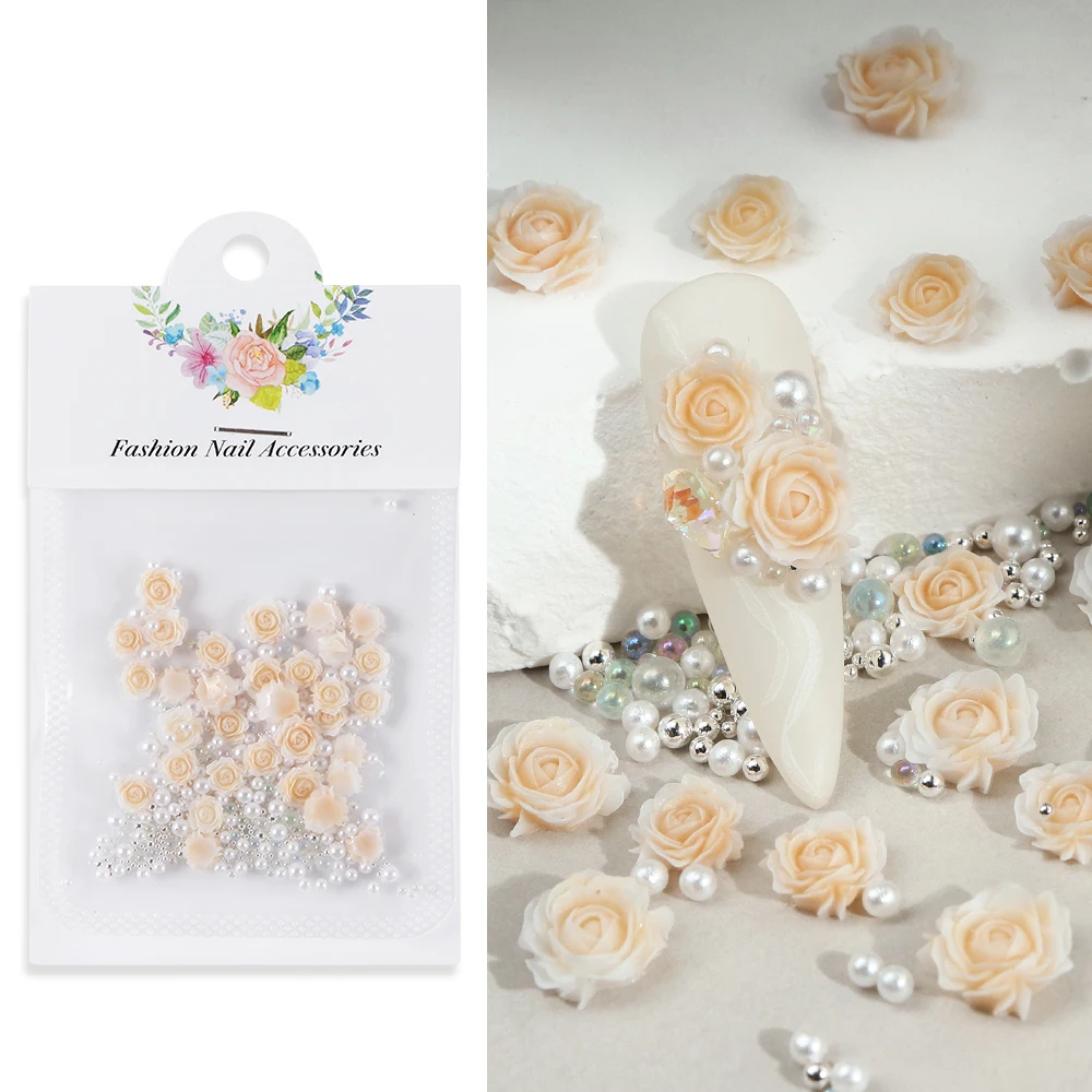 Resin Filler Rose Mixed Pearl Art Decorations 3D Charm Design Accessories Epoxy/Silicone Mold Filling DIY Crafts Jewelry Making