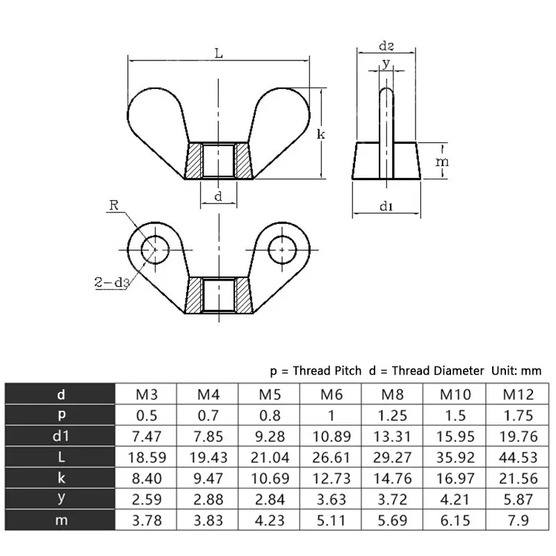 M3 M4 M5 M6 M8 M10 M12 Black White Nylon Nut Wingnut Butterfly Nut Plastic Wing Nuts