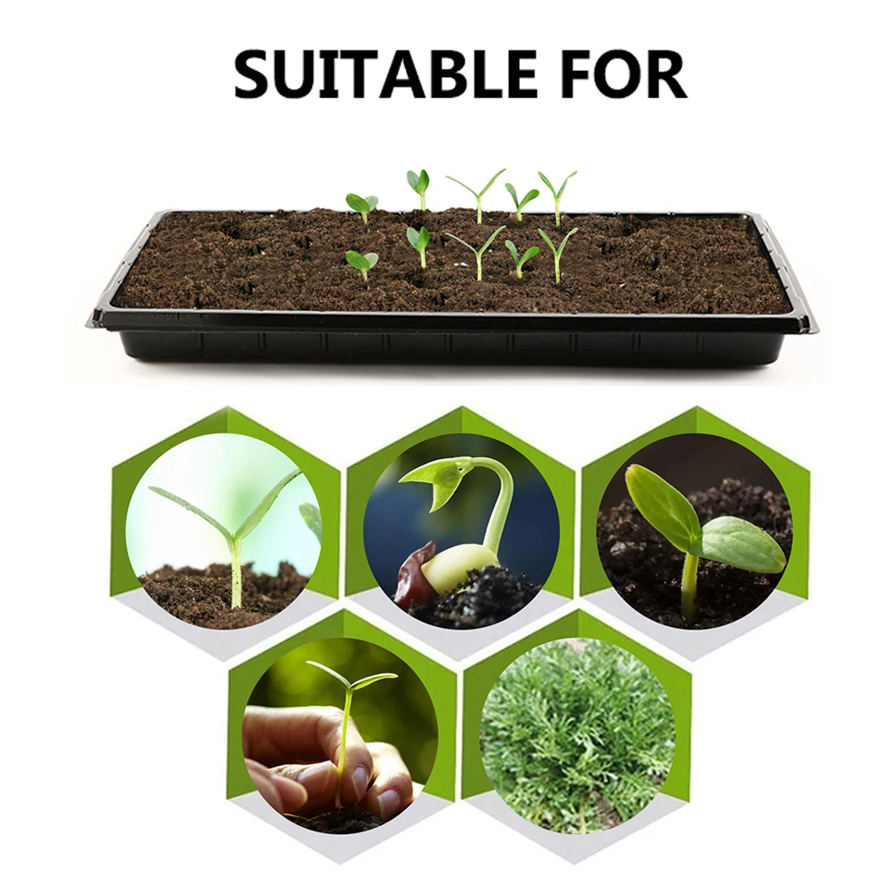 

4pcs Black Plastic Seedling Tray Indoor Plant Nursery Hydroponic Germination Garden Planting Tray Durable Decomposable