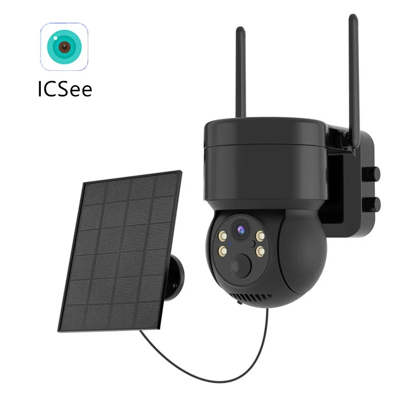 Solar Outdoor Surveillance Camera Human Detect Night Vision Smart Life Webcam Waterproof Wireless Wifi Security Icsee Camera PTZ