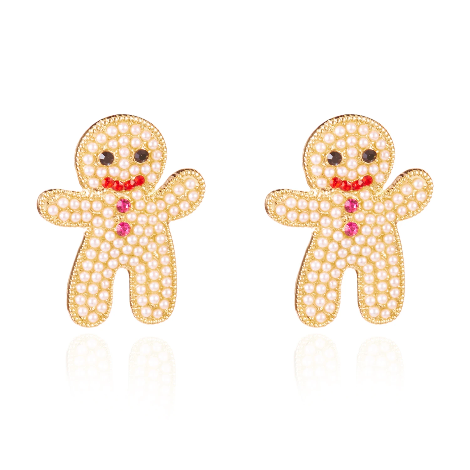 Weihnachtskollektion, glänzende Zirkon-Lebkuchenmann-Keks-Ohrringe für Frauen, süße Neujahrs-Ohrringe, WEIHNACHTEN, Party, Schmuck, Geschenk – Detail 6