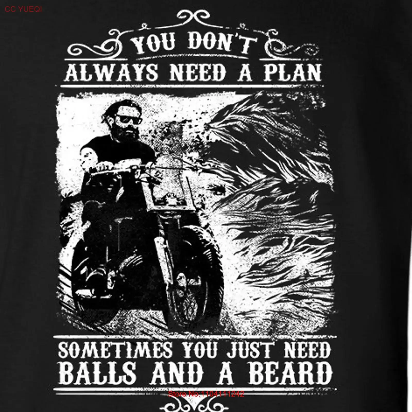 You Don't Always need a Plan Sometimes Just Balls and Beard T Shirt biker motorcycle tee Mens Ladies Womens MLG 1225 vintage