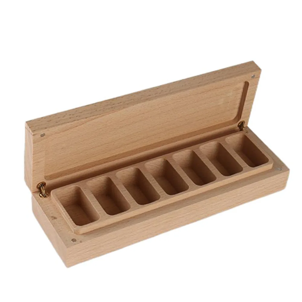 Weekly 7 Grids Compartments Wooden Pill Box Container Medicine Splitters Tablet Dispenser Cases Holder Travel Jewelry Storage