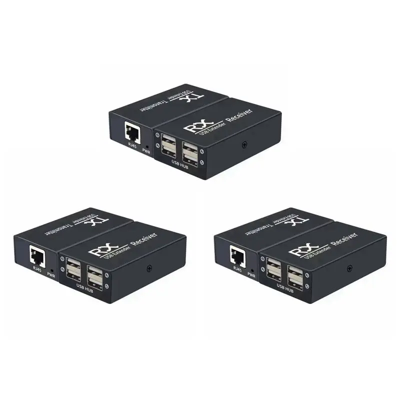 Superior-3X 120M USB Extender 4 Port USB1.1 Hub Extender Over RJ45 Ethernet USB UTP Extension Transmitter Receiver-US Plug