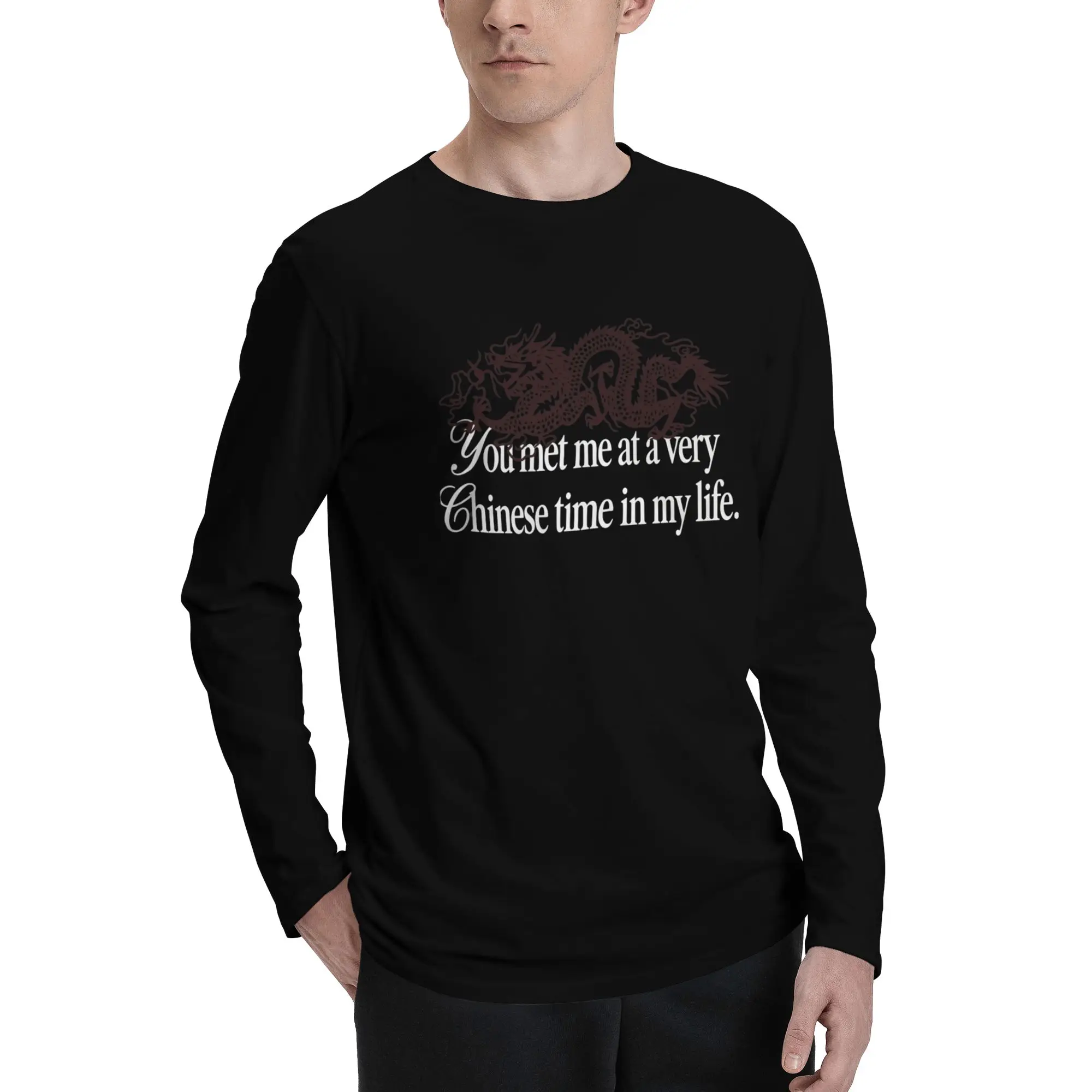 Hoodies Sweatshirt Men Funny Meme You Met Me At A Very Chinese Time In My Life  Purified Cotton  Hooded Sweatshirt Hooded Tops