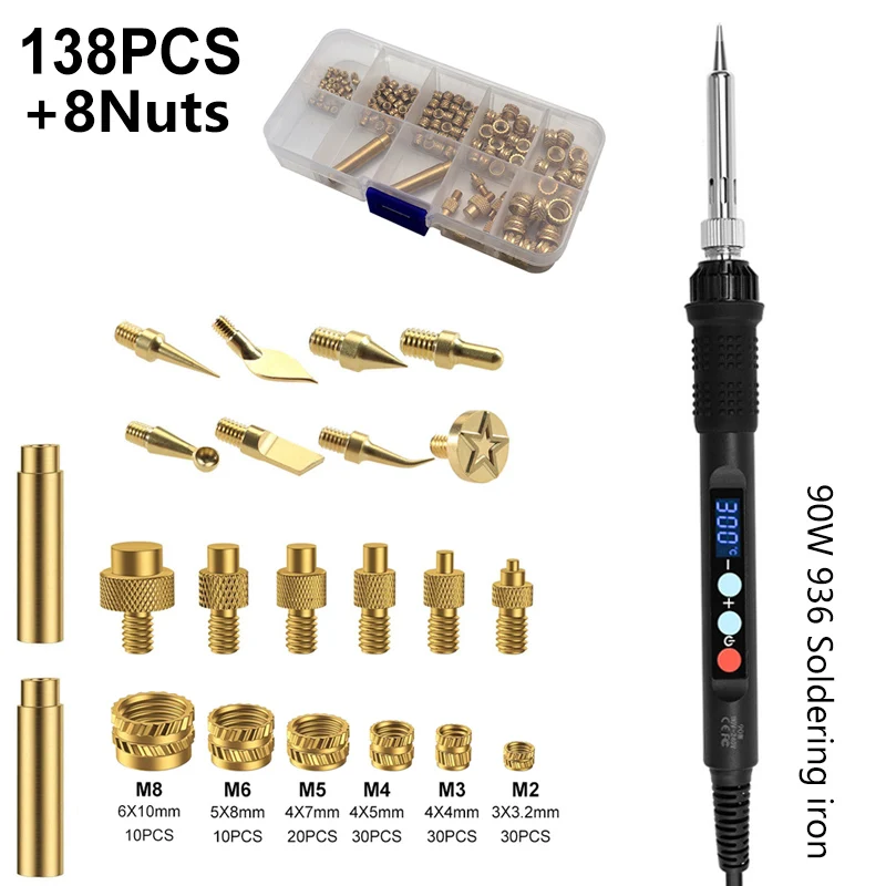 Brass Hot Melt Insert Knurled Nut Implant Machine Copper Nut Thermal Conduction Implant Heat Insertion Tool 3D Printer Plastic