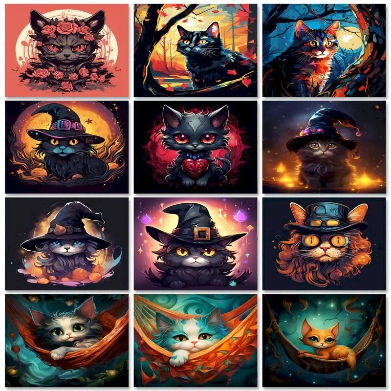 

GATYZTORY Abstract Painting By Numbers Gift Cartoon Cats Artwork For Adults Drawing By Numbers Home Decors On Canvas Picture Pai