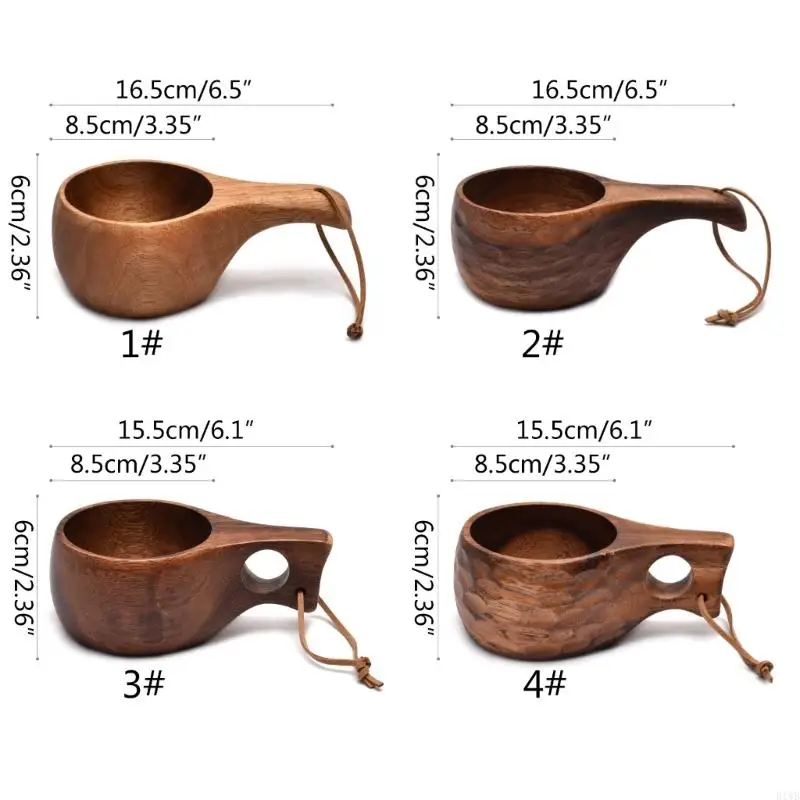 R1WB 210Ml Cangkir Kayu Luar Ruangan Kuksa Mug Berkemah Cangkir Kopi Susu Mug Perlengkapan Minum Kayu Akasia Artefak Dapur