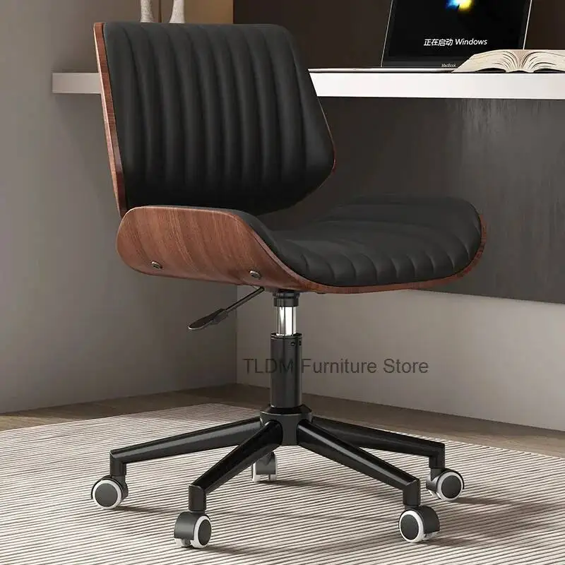 Italian Solid Wood Computer Chair, Light Luxury Office Chair, Desk Chair, Genuine Leather Material, High Quality, Designer Style