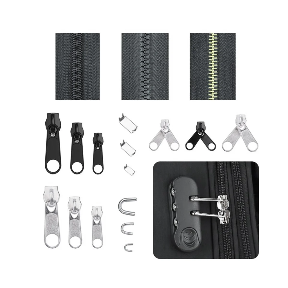 Zipper Repair Kit Zipper Replacement Pull Rescue with Zipper Install Pliers Tool &Amp, Extension Pulls Luggage
