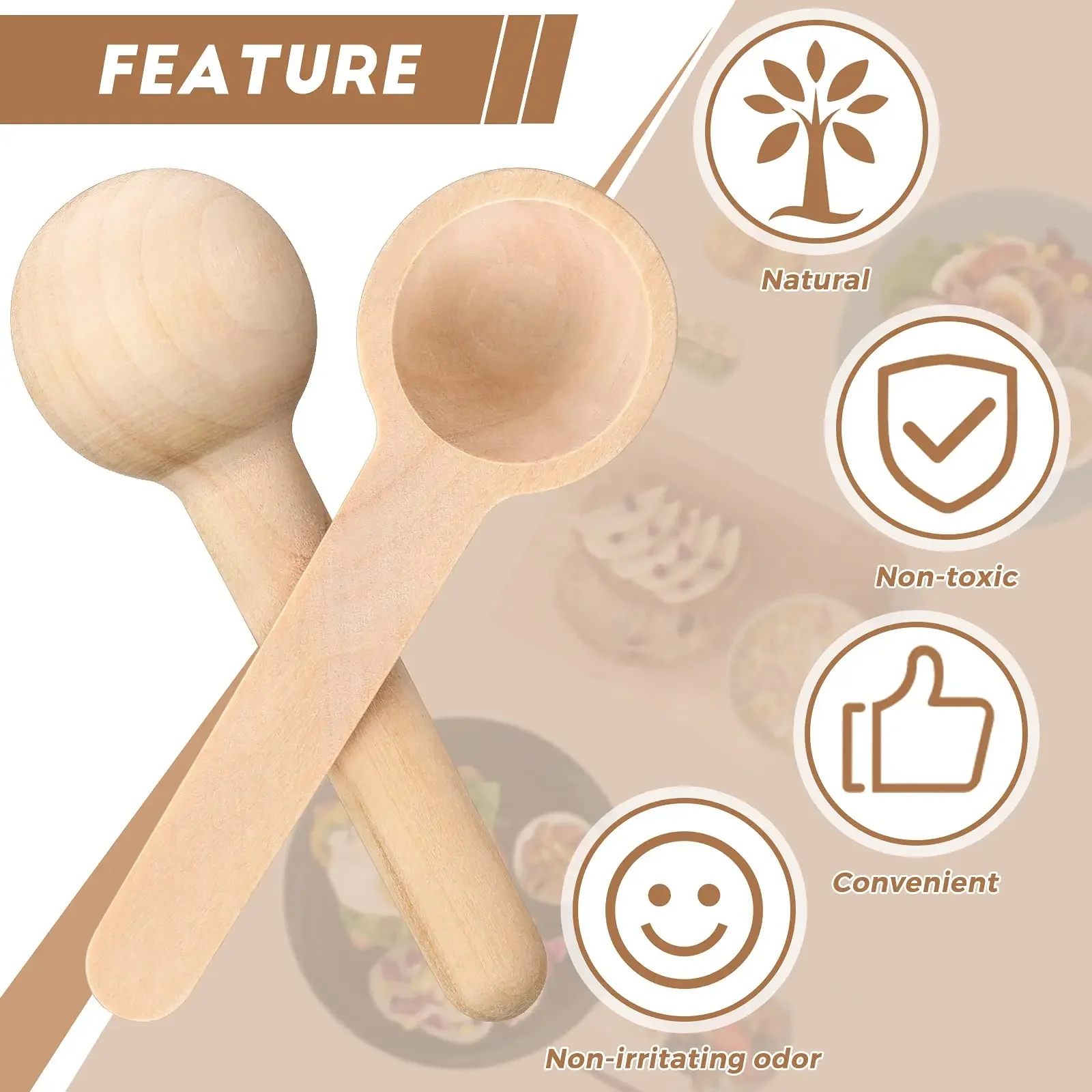 3/2/1Pcs Mini Natural Wooden Scoops Tiny Tasting Spoons for Spice Jars Coffee Condiment Honey Teas Sugar Kitchen Cooking