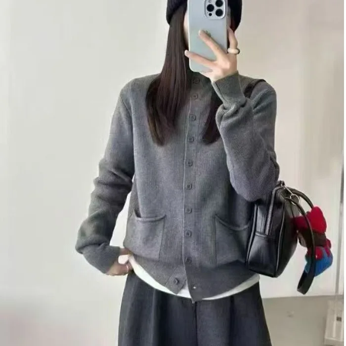 

Women's Knitted Sweater Autumn Faionable Loose Soft Double ket Casual Knitwear Top Comfortable Long Sve Commute Sle