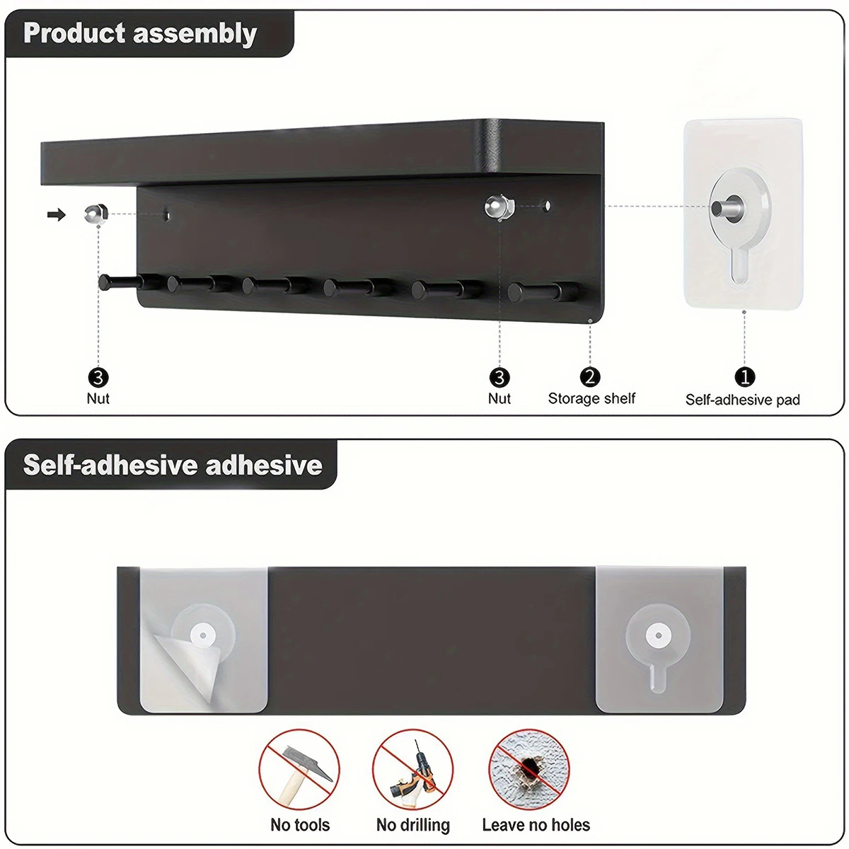 Wall-mounted Shelf Sundries Organizer Hanging Storage Key Rack Stand Home Decorative Storing Hanger Key Towel Holder Key Board