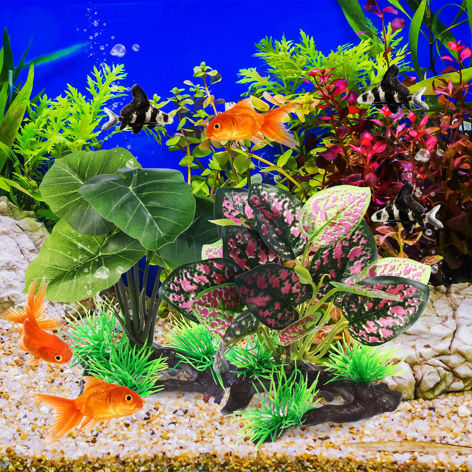 Aquarium Fish Variety - 2 plantes aquatiques artificielles pour aquarium,