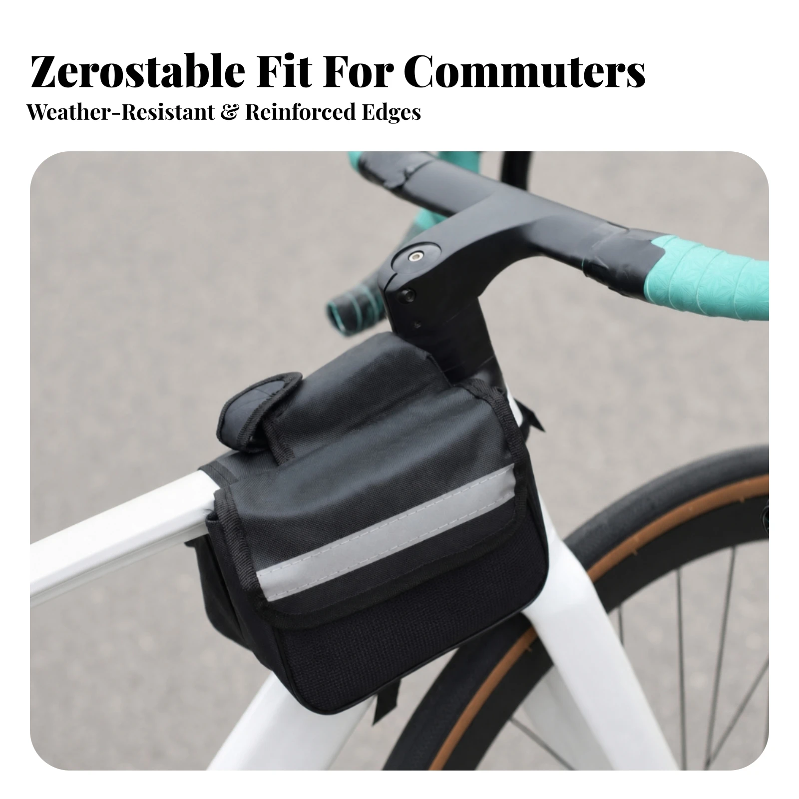 Bike Top Tube Bag Structured Top Tube Bag Reflective Sleek for Cyclists, Daily Commuting, Road Riding