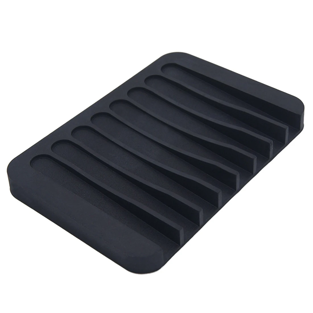 3 Pack Silicone Shower Soap Dish Set, Soap Saver Holder, Rectangle Concave Black