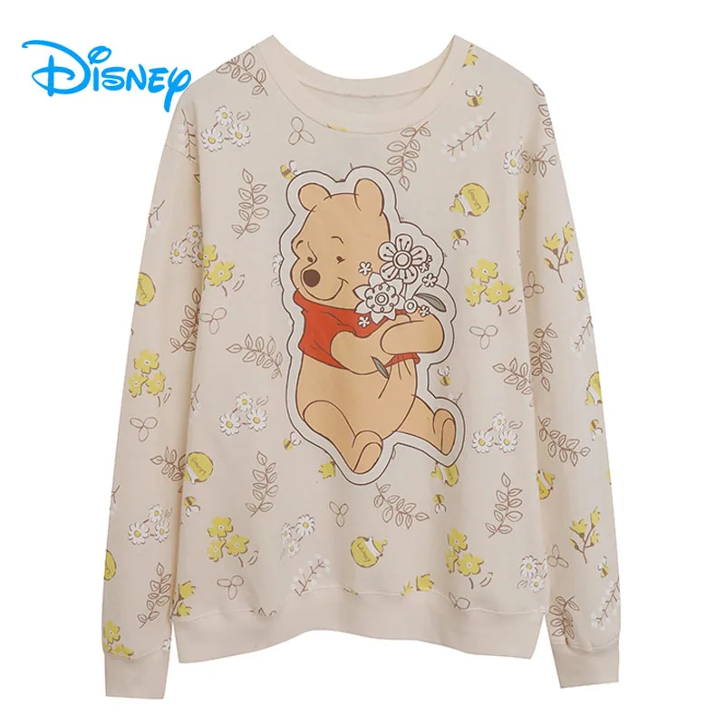 

Disney Winnie the Pooh Fleece Sweatshirt Women Casual Cartoon Pullover Tops O Neck Long Sleeve Jumper Cute Fashion Streetwear