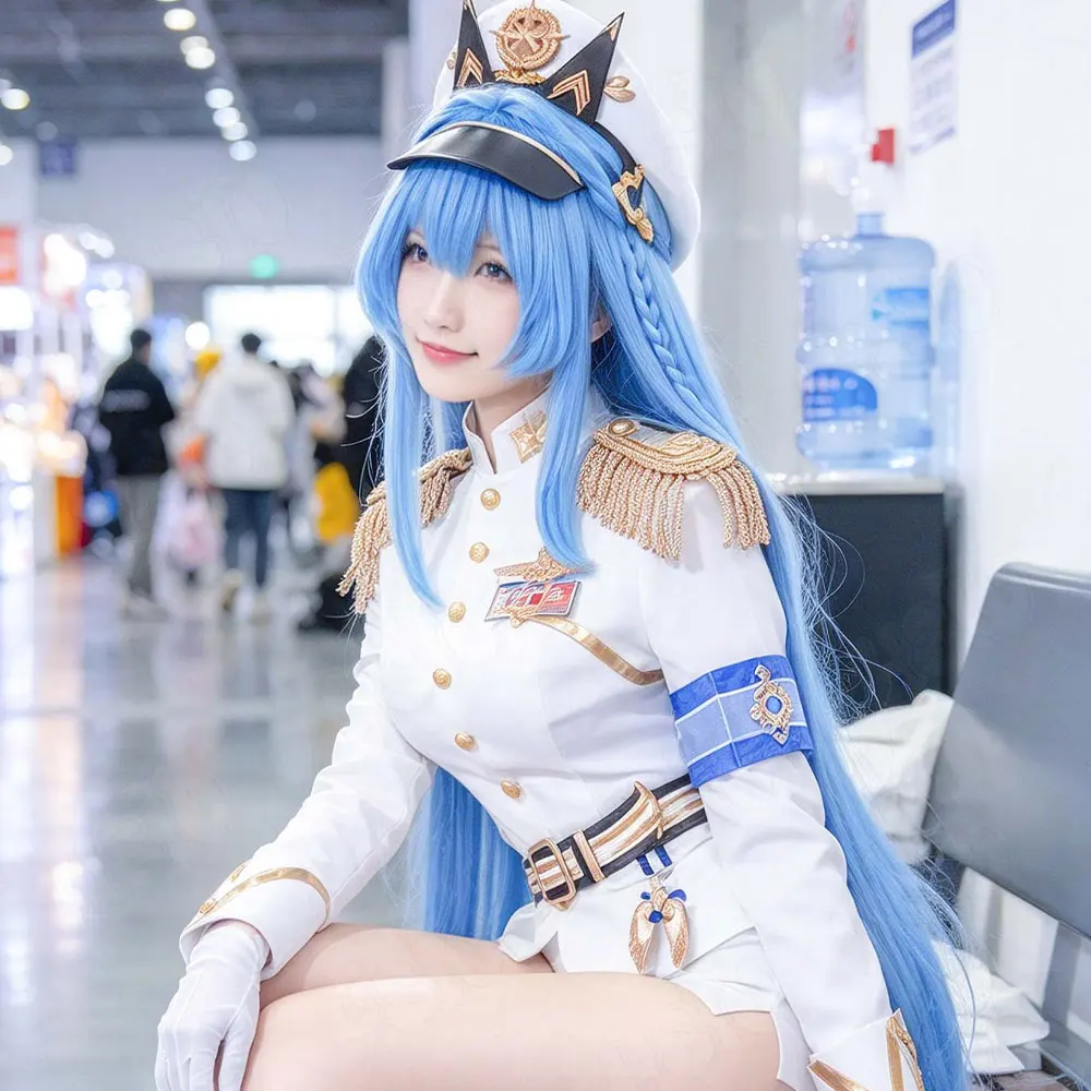 Helm Cosplay Wig Game 85cm Sky Blue Long Synthetic Hair Halloween Party Comic Con Photo Props Fans All Event Cosplay Fun