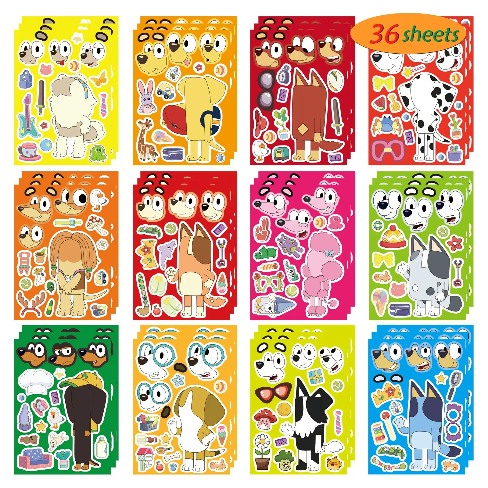 สติกเกอร์ลายการ์ตูนบลูอี้ 6/12 แผ่น สำหรับตกแต่งโทรศัพท์ แล็ปท็อป กระเป๋าเดินทาง สเก็ตบอร์ด ลายกราฟฟิตี้ สนุกสำหรับเด็ก เป็นของขวัญ