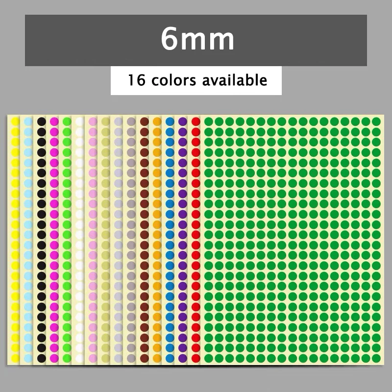 6mm Colored Round Dots Sticker Handwritten Adhesive Label DIY Handmade Stickers Mini Circle Labels 6120pcs