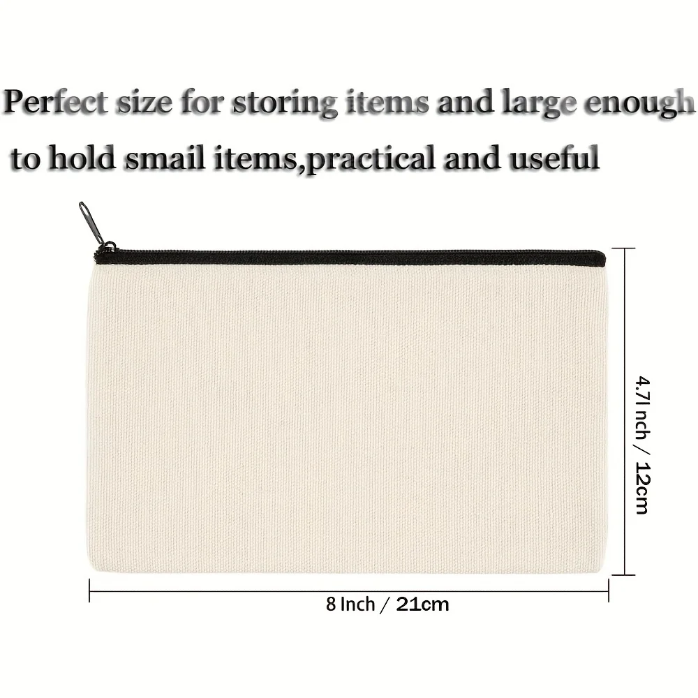 36pcs Sublimation Blank Craft Bag Canvas Pencil Case Blank Makeup Bags - Beige Canvas Pencil Pouch Bulk Canvas Cosmetic Bag Mult